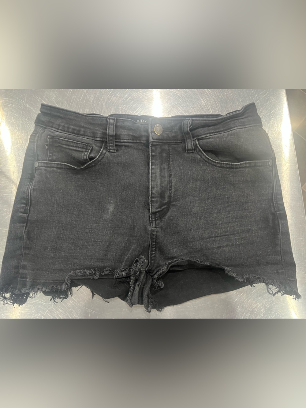 Judy Blue Black Distressed Cutoff Denim Shorts Women’s Size Large